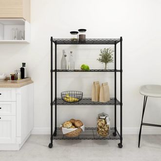 vidaXL Vidaxl - Estante Almacenaje 4 Niveles Ruedas 90x35x142cm Negro 200kg