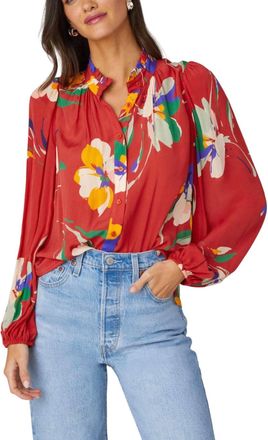 Shoshanna Ingrid Top In Poppy/cobalt/green Multi