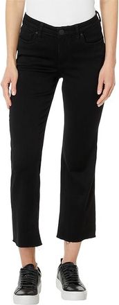 Kut from the Kloth Kelsey Petite Mid-Rise Ankle Flare - Inset in Black Womens Jeans Black : 10P 25.5, Cotton/Denim/Polyester