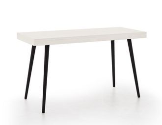 HOGAR 24 Escritorio de madera maciza natural, color blanco y negro