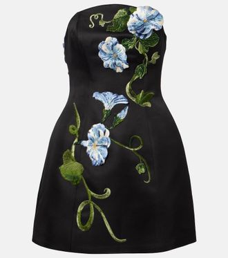 LEO LIN Zaria floral-appliqu&eacute; bustier dress