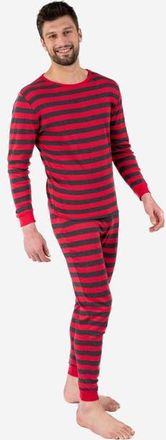 Leveret Mens 2-pc. Cotton Long Sleeve Shirt and Pants Print Pajamas in Red & Gray Stripes at Nordstrom, Size Xx-Large