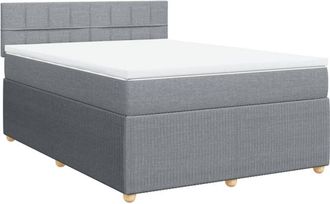 vidaXL Vidaxl - Cama Box Spring Con Colch&oacute;n Tela Gris Claro 140x190 Cm