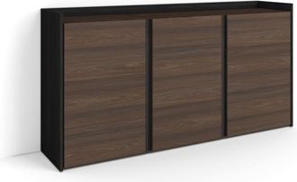 Skraut Home Aparador efecto madera roble oscuro y negro 156x35x80cm