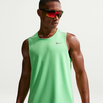 Nike Mens Miler Dri-FIT Running Tank Top in Green | IF2018-336