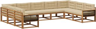 vidaXL Conjunto De Sof&aacute;s De Exterior 9 Uds. Natural Y Beige Vidaxl