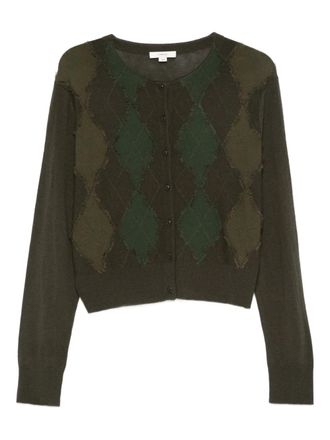 Vince argyle button knitwear - women - Wool/Polyvinyl Acetate (PVA)/Polyester/Cashmere - M - Green