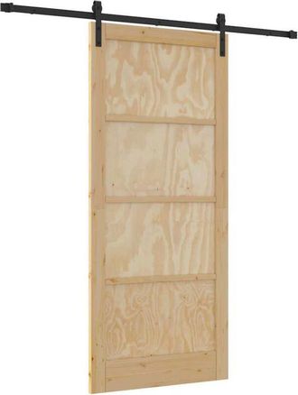 vidaXL Puerta Corredera Manual Natural Y Negro 93 X 211 Cm Vidaxl