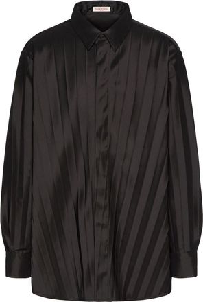 Valentino Garavani pleated long sleeves shirt - men - Polyamide - M - Black