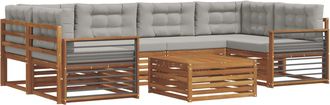 vidaXL Conjunto De Sof&aacute;s De Exterior 7 Uds. Gris Natural Y Claro Vidaxl