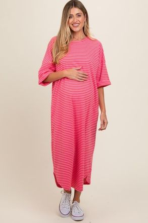 Pinkblush Striped Terry Maxi Dress in Fuschia at Nordstrom, Size X-Large