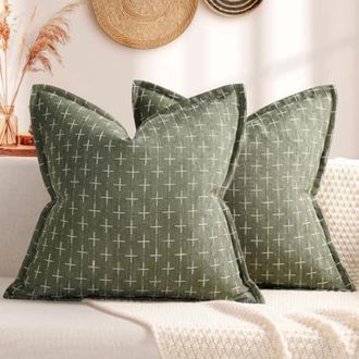 OEM Fundas De Almohada De 22x22 Pulgadas (2 Unidades), Tejido De Poli&eacute;ster Suave Al Tacto Con Ribete, Estilo R&uacute;stico Acogedor, Aptas Para Sof&aacute;s, Camas Y B