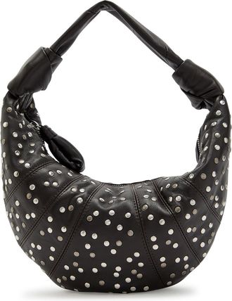 Christophe Lemaire Fortune Croissant Mini Studded Leather Shoulder bag - Chocolate - One Size