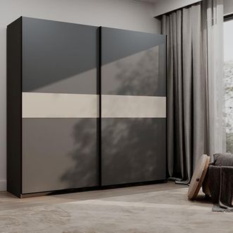 Dmora Armario 2 Puertas Nalika, Ropero Dormitorio 2 Estantes, Perchero, 2 Puertas, 200x204h Cm Negro Antracita