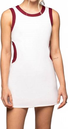 Michi Aperture Tennis Ribbed Mini Dress In White Earth Red