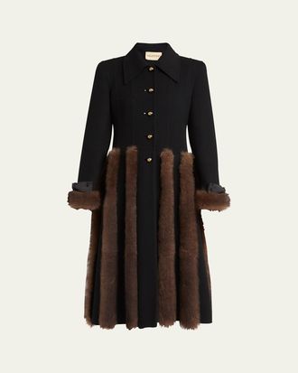 Valentino Garavani Sheep Shearling-Trim Single-Breasted Cashmere Coat