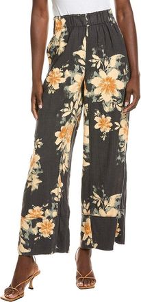 Free People Days End Printed Linen-Blend Pull-On Pant