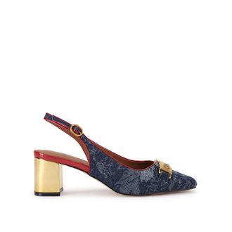 Kurt Geiger Womens Denim Kingsley Block Sling Heels - Blue - Size UK 4