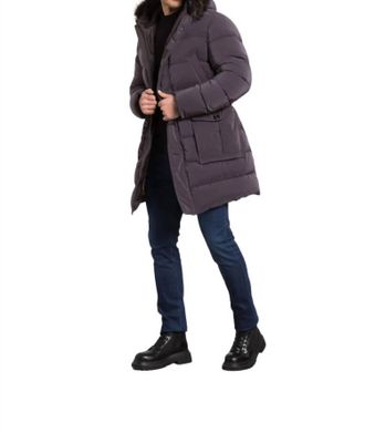 Moorer Fur-Trim Hooded Mid-Length Down Parka Jacket In Beaver
