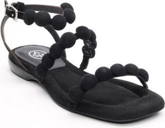 Ash Regy Pompom Sandal in Black at Nordstrom, Size 10Us