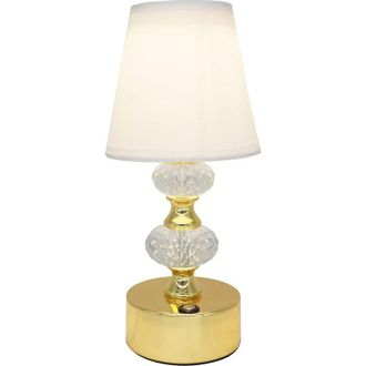 OEM Lampada Da Tavolo Wireless In Cristallo Con Paralume In Tessuto Bianco, Lampada Da Comodino A Led Dorata Sensibile Al Tocco, Dimmerabile 3000k/4000k/6