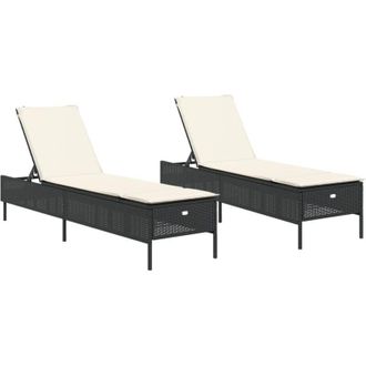 vidaXL Vidaxl - Tumbonas Con Cojines 2 Unidades Rat&aacute;n Sint&eacute;tico Negro