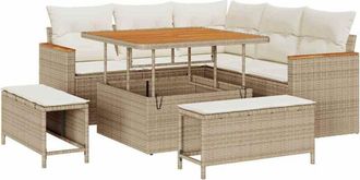 vidaXL Vidaxl - Conjunto De Sof&aacute; De Jard&iacute;n Con Coj&iacute;n 8 Pcs Beige Polirat&aacute;n