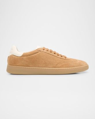 Stuart Weitzman Men & apos;s Banner Suede Wingtip-Toe Low-Top Sneakers