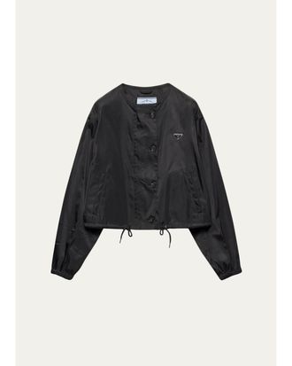 Prada Logo Drawstring-Hem Jacket