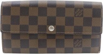 Louis Vuitton Pre-owned Damier Lange Portemonnee (bi-fold) - Dames - Vintage Accessoires - Bruin - ONE Size - Vintage