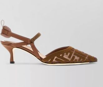 Fendi mesh slingback kitten heel pumps