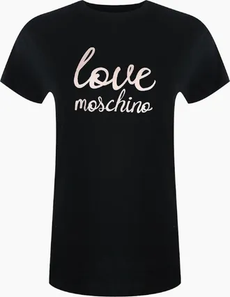 Love Moschino Womens Love Moschino Cursive Logo Black T-Shirt - Size: 18/16