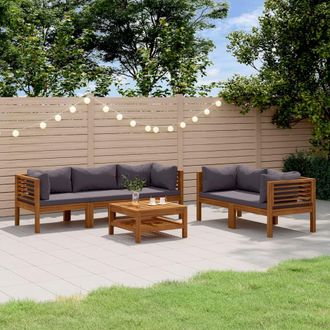 vidaXL Muebles De Jard&iacute;n 6 Pzas Cojines Madera Maciza De Acacia Vidaxl