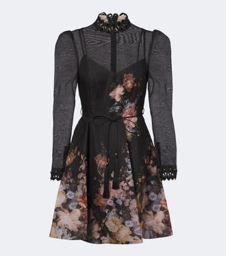 Zimmermann Valiant floral linen and silk minidress