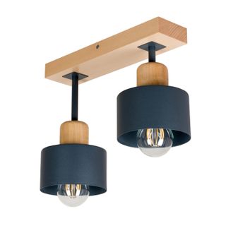 OEM L&aacute;mpara De Techo Antracita De Madera Y Metal De Estilo Escandinavo, 2xe27, Iluminaci&oacute;n Led Moderna Para Sal&oacute;n, Cocina, Dormitorio, Habitaci&oacute;n Infantil