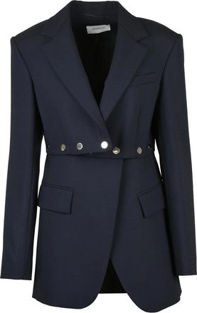 Sportmax Blue Virgin Wool Fitted Jacket