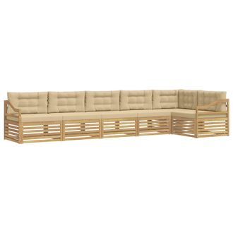 vidaXL Conjunto De Sof&aacute;s De Exterior 6 Pcs Y Beige 404 X 166,5 X 73 Cm Vidaxl