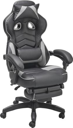 Livetastic Gamingstuhl, Grau, Schwarz, Holz, Metall, Kunststoff, Textil, Pappel, Sperrholz, Drehkreuz, 68.5x116-124x65 cm, Sitzfläche 360°