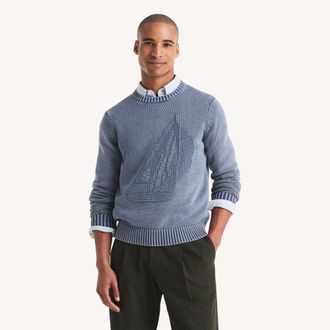 Nautica Mens Intarsia Sailboat Sweater
