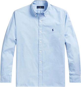 Ralph Lauren Overhemden, Heren, Blauw, XS, Katoen, Custom Fit Stretch Oxford Shirt