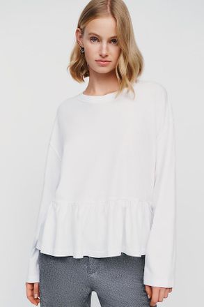 The Great. 100% Cotton Ruffle Peplum Tee