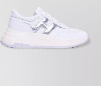 Hogan low top leather sneakers with metallic accent