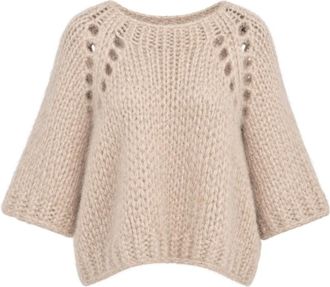 Dondup Trui met ronde hals - Dames - Truien - Beige - Maat: S Wol