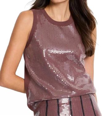 Nic+Zoe Sequin Knit Tank In Chai