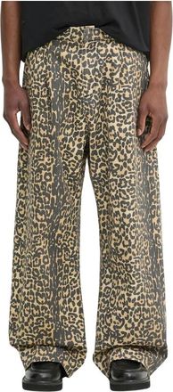 Rhude Broeken, Heren, Veelkleurig, M, Katoen, Leopard Drop-Crotch Wijde Broek