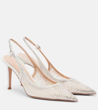 Gianvito Rossi Regina embellished leather slingback pumps