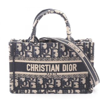Dior Beige Navy Canvas Handbag Tote Bag (Pre-Owned)