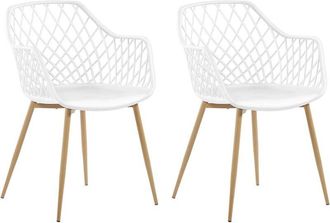 Beliani Beliani - Conjunto de 2 sillas de comedor blanco madera clara sintético respaldo red Nashua