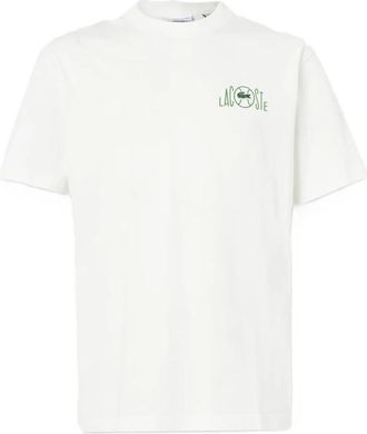 Lacoste Katoenen T-shirt met print - Heren - T-shirts - Wit - M - Katoen - Tops