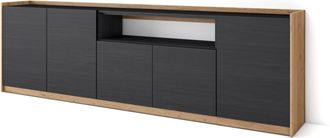 Skraut Home Skraut Home - Aparadores Para Sal&oacute;n, 260x37x80cm, 5 Puertas, Armario, Zapatero, Negro Y Roble